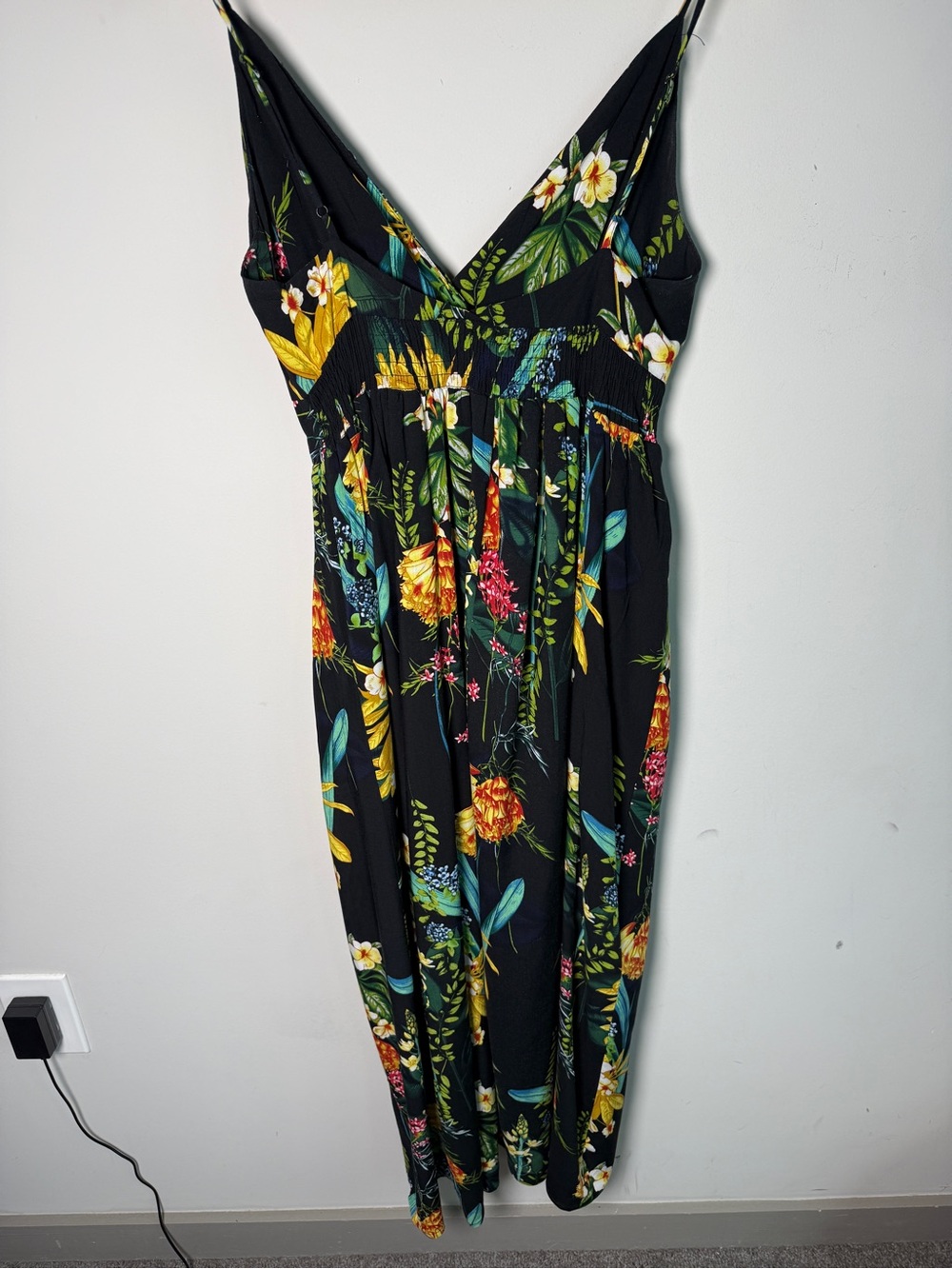 Roman Originals Petite Tropical Floral Maxi Dress V-Neck Smocked Waist XS - Picture 4 of 4